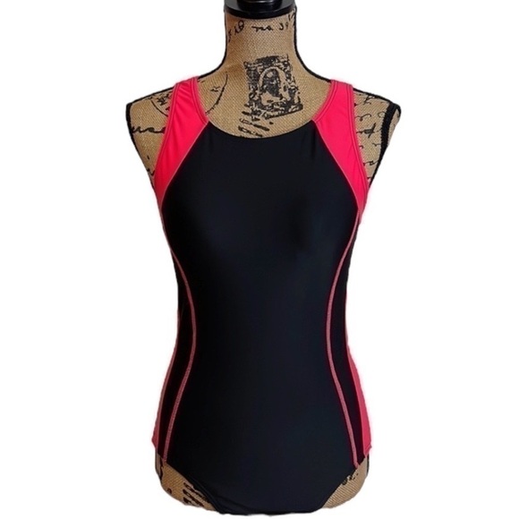 MyCharmo 50 UPF One Piece Bathing Suit Black and Pink Women’s Size M NWT! - Picture 2 of 9